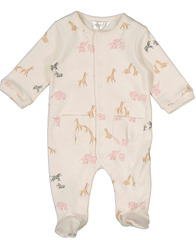 Baby Safari Girl Onesie in White