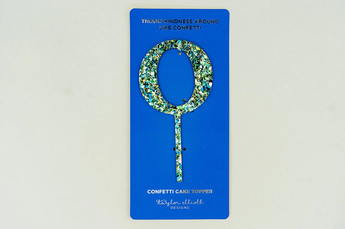Blue/Green Confetti Cake Topper - 0