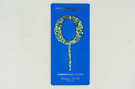 Blue/Green Confetti Cake Topper - 0