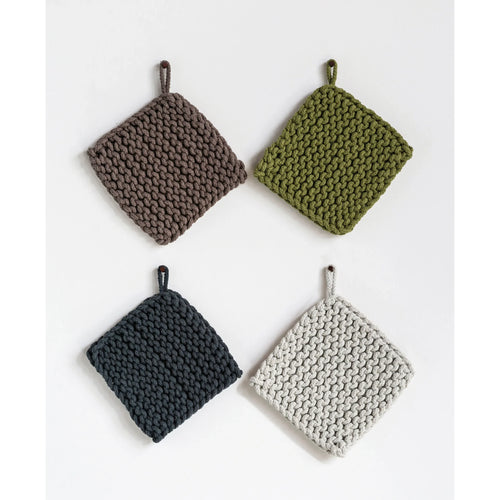 Cotton Crocheted Pot Holder - Select Color
