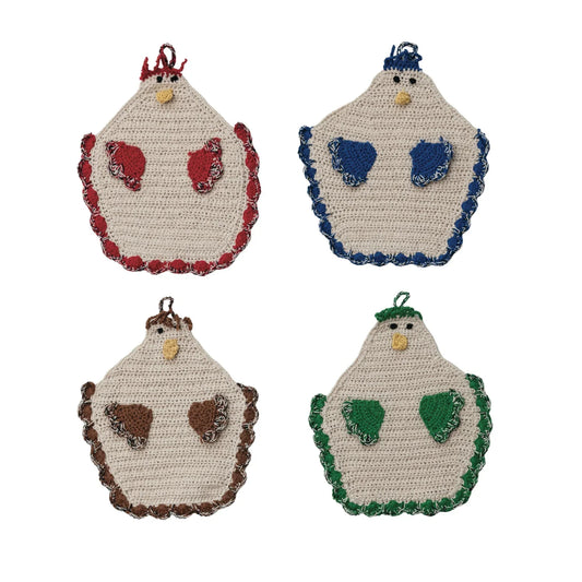 Chicken Crocheted Pot Holder - Select Color