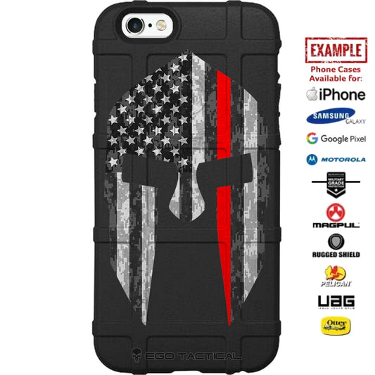 Fireman, First Responder Subdued US American Flag Thin Red Line Spartan Custom Printed Case Design for Apple, Samsung, Google & Motorola Phone Models