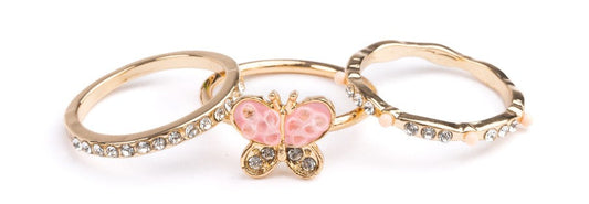 Boutique Chic Butterfly Garden Rings, 3 Piece