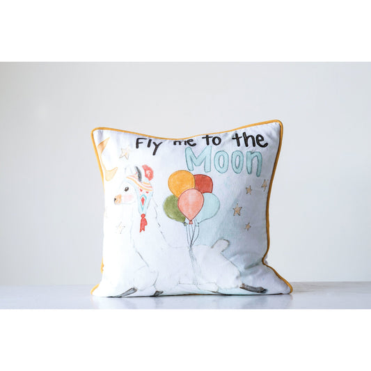 Fly Me To The Moon Cotton Pillow