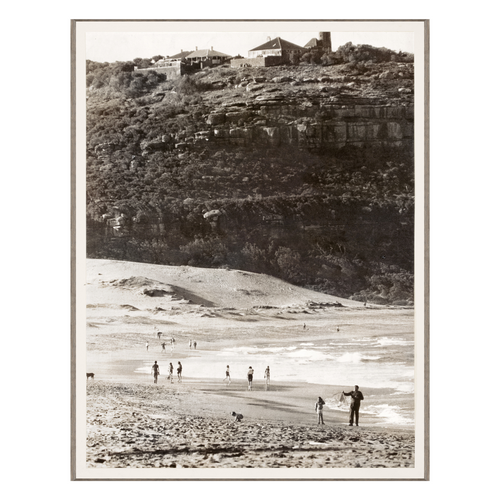 "Vintage Cliffside Beach" Framed Art Print