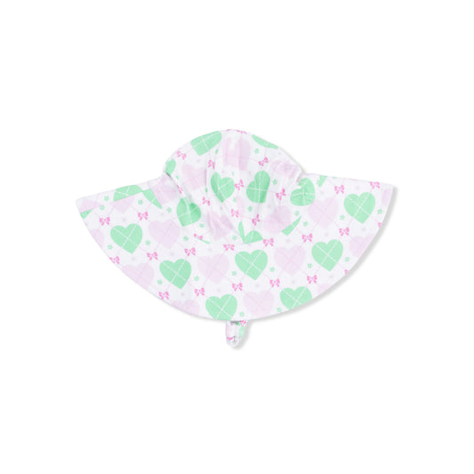 Heart Argyle Wide Brim Sun Hat