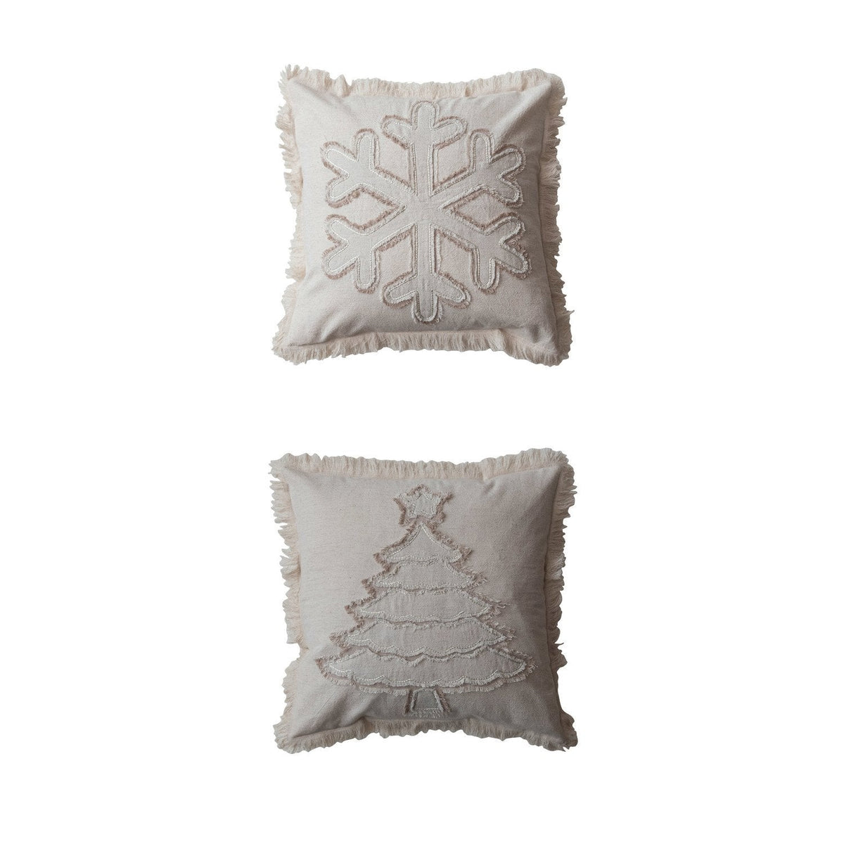 Cotton & Linen Pillow w/Fringe - Select Style