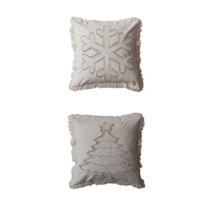 Cotton & Linen Pillow w/Fringe - Select Style